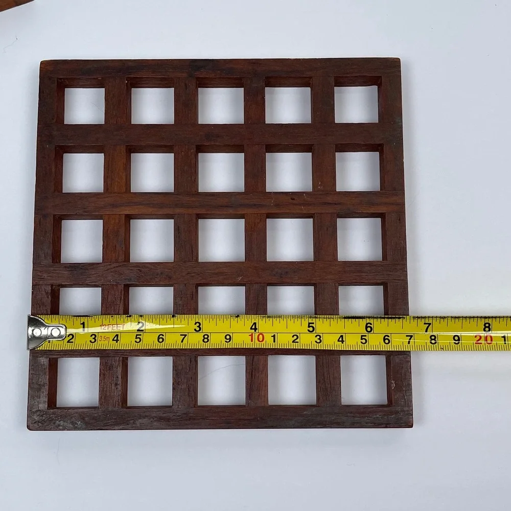 Vintage Dansk Teak Wood Lattice Trivet Set of 3 Brown Mid Century Modern 60s 70s